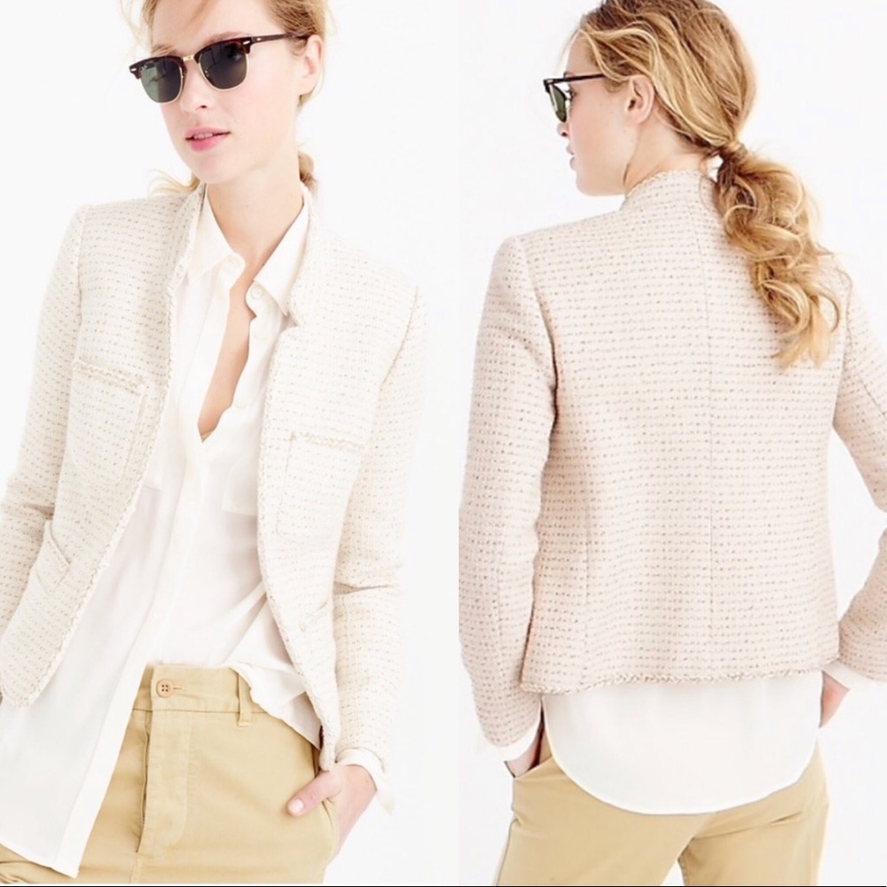 J. Crew Metallic Tweed Jacket With Front Pockets